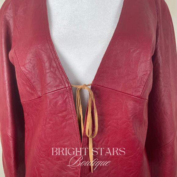 Rare Red Leather Jacket ASO Buffy the Vampire Slayer Tie Front Deadstock Vintage - Picture 8 of 12